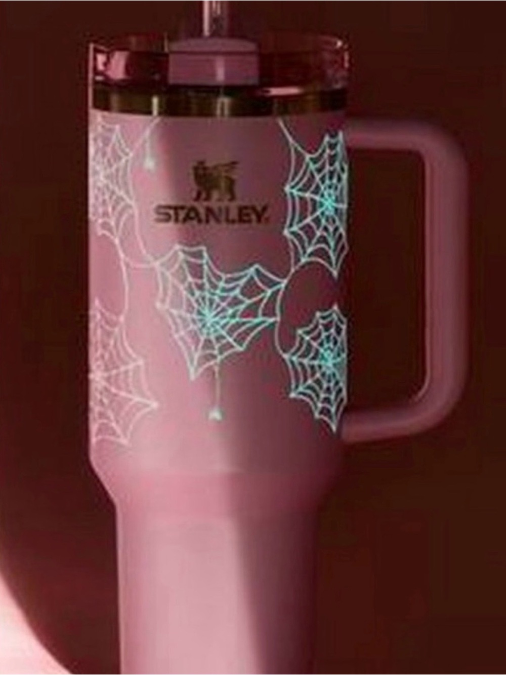 Viral Stanley 40oz Pink Sugar Glow in the Dark Spider Webs